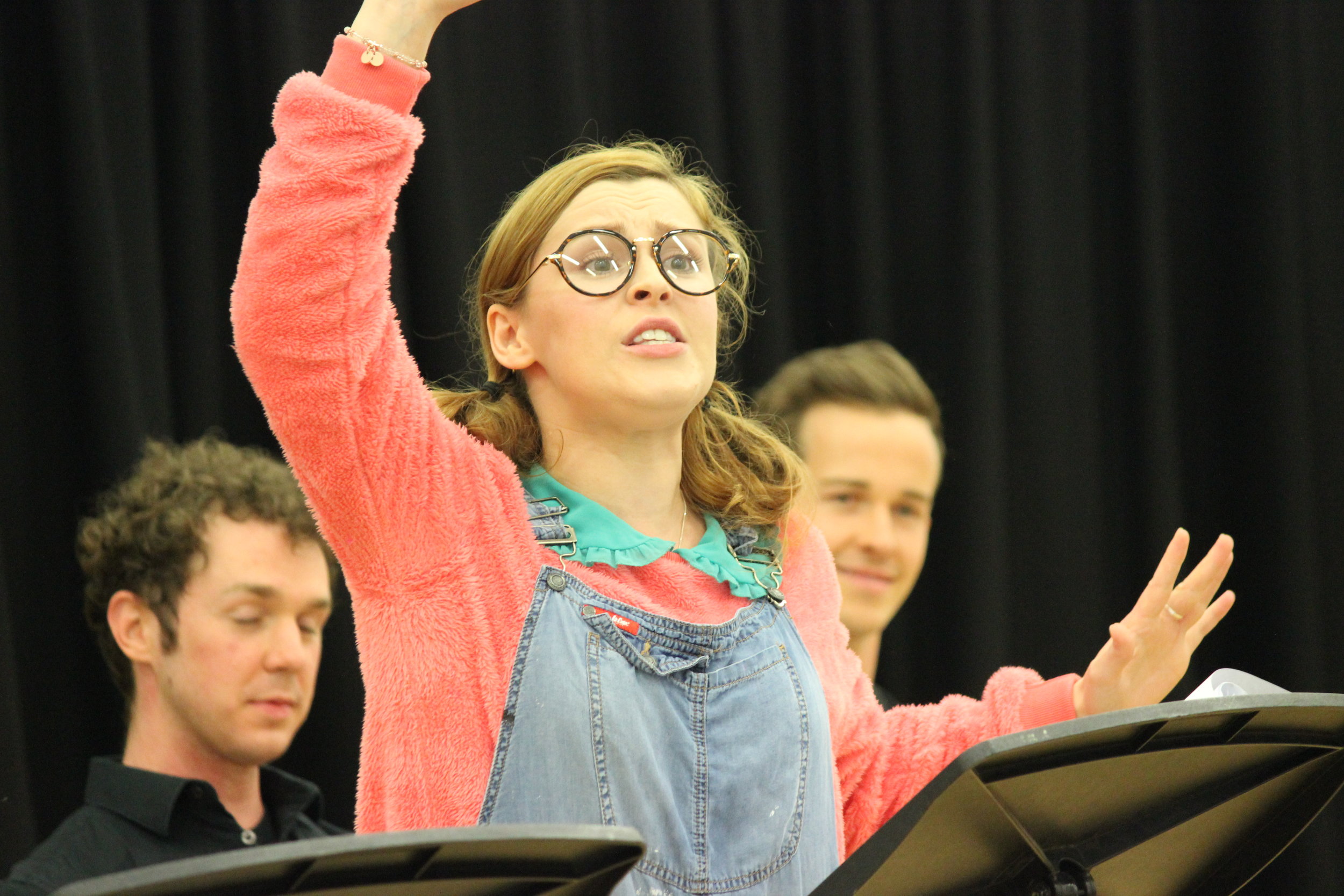 A performer in the 2016 Grassroots reading of In Stitches by Steven Kreamer and Alex Giles